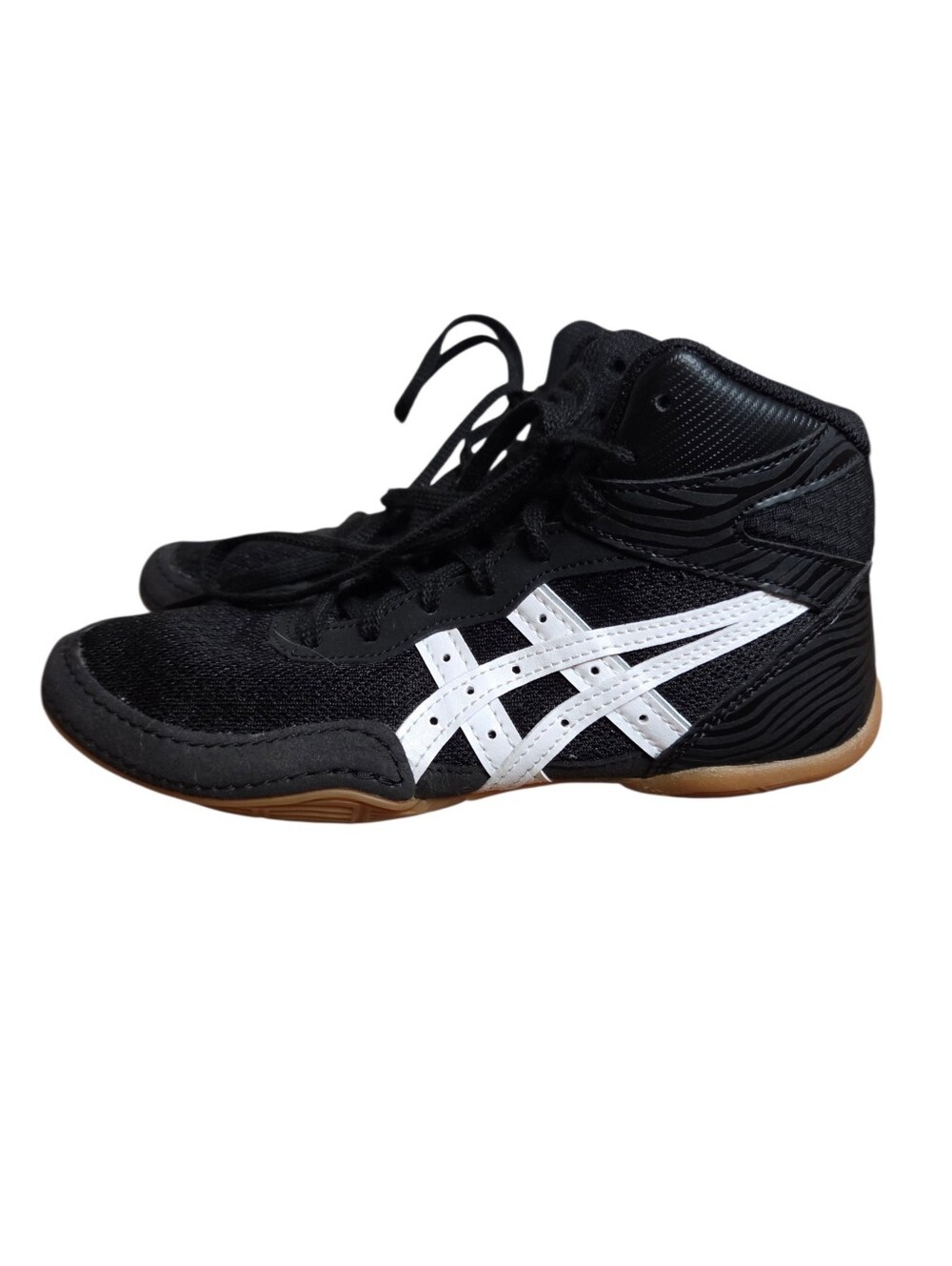 Asics Matflex Wrestling Kids Size 2 Black White Shoes